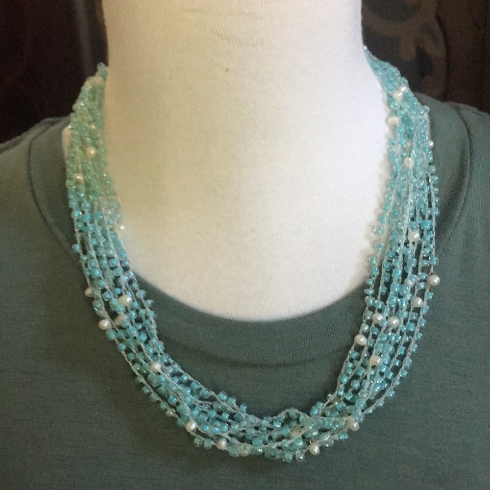 Mint Multi-Stranded Beaded Necklace A25